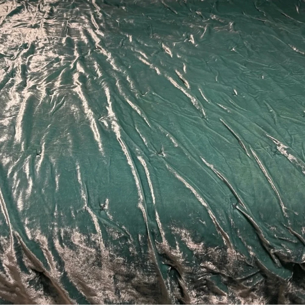 Anthropologie Opal House Teal Velour Tufted Quilt Comforter king - Picture 4 of 8